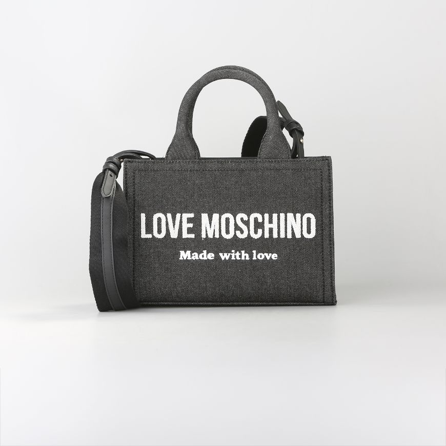 Picture of LOVE MOSCHINO WOMEN'S SHOPPING BAG SIGNATURE LOVE DENIM BLACK