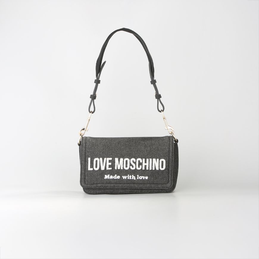 Picture of LOVE MOSCHINO WOMEN'S SHOULDER BAG SIGNATURE LOVE DENIM BLACK
