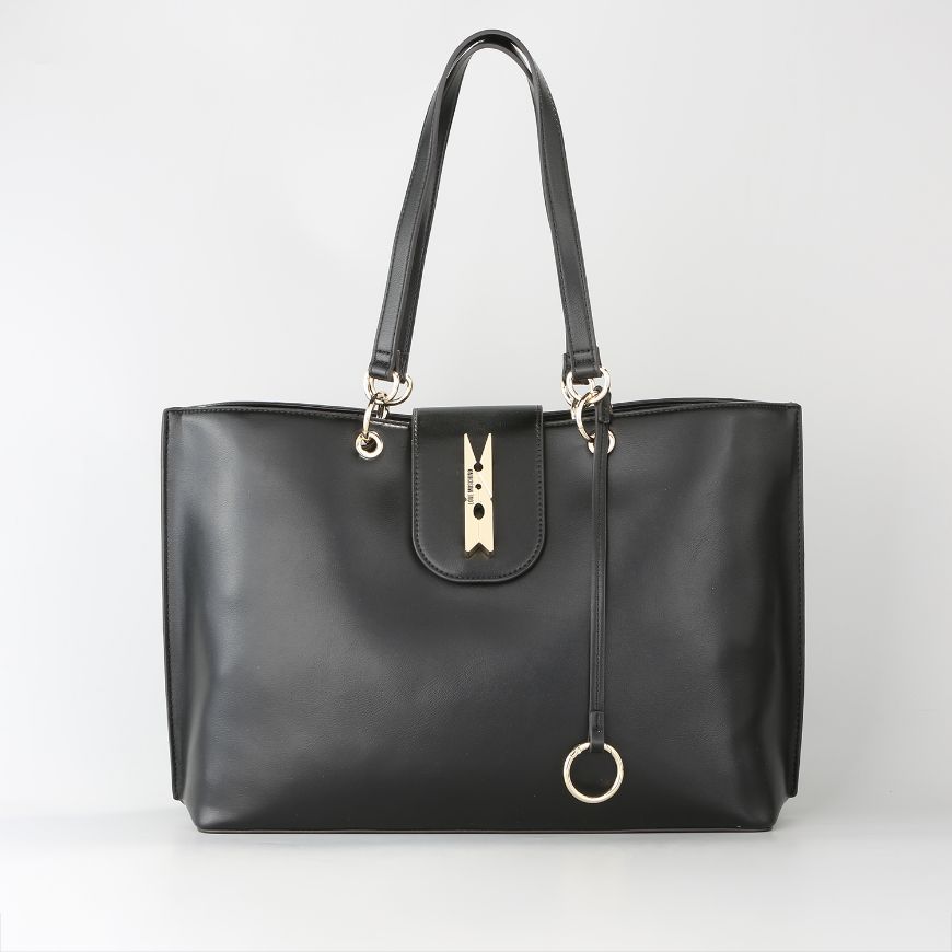 Picture of LOVE MOSCHINO WOMEN'S SHOPPING BAG PINNED LOVE BLACK