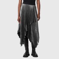 Picture of ALLSAINTS WOMEN'S ELISA PLEATED SKIRT PLATINUM SILVER 1
