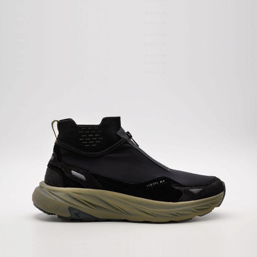 Picture of REPLAY MEN'S UPTON SOCK MID SNEAKERS BLACK
