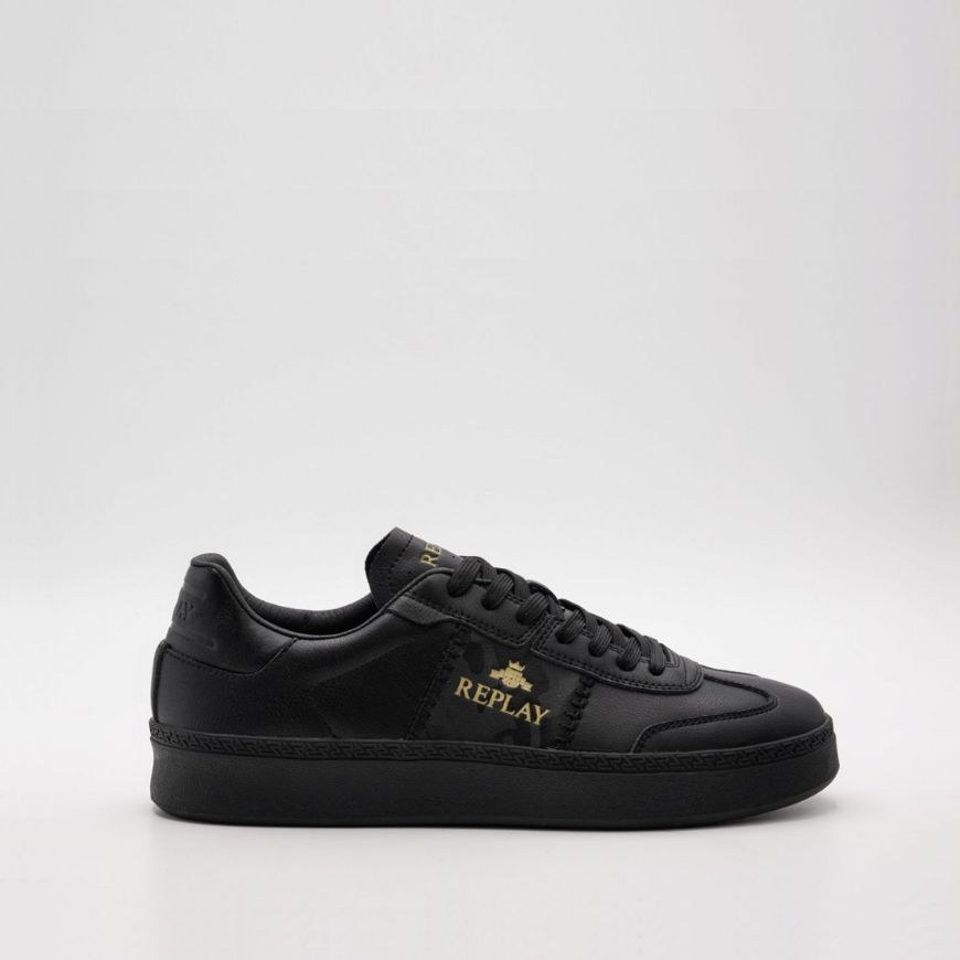 Picture of REPLAY MEN'S PLAYME ACTION LEATHER SNEAKERS BLACK