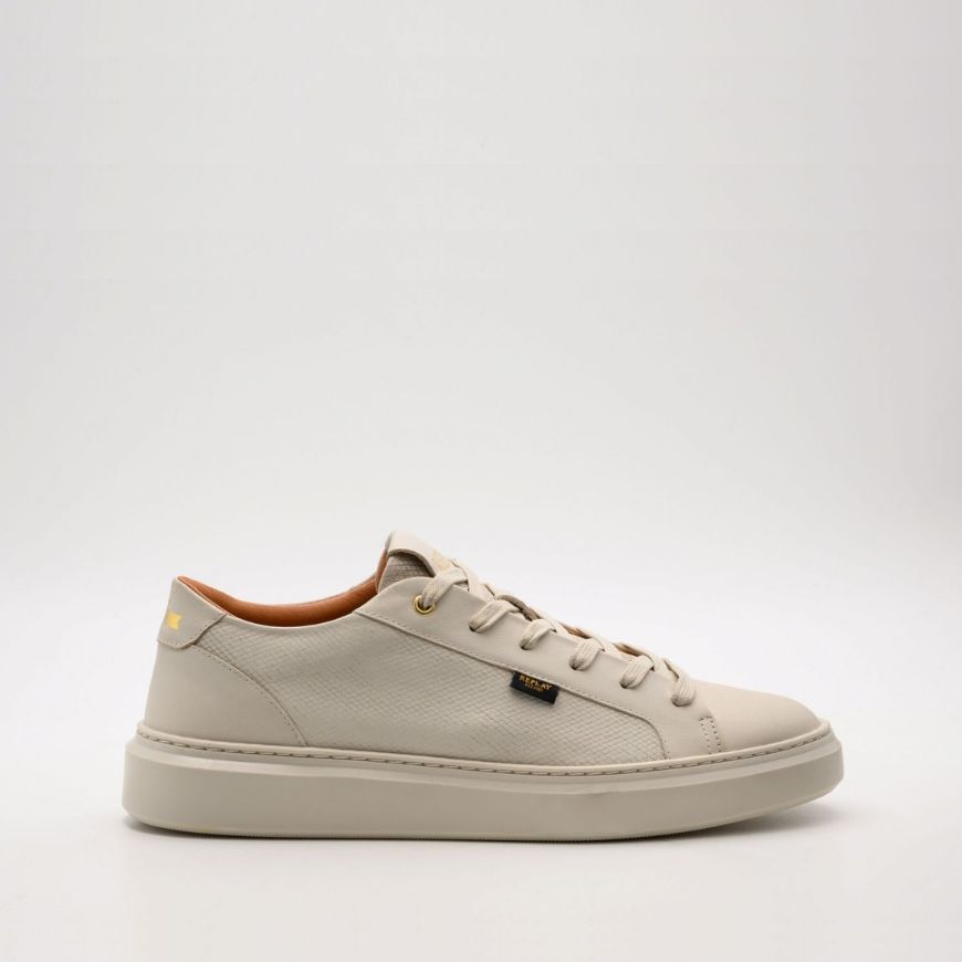 Picture of REPLAY MEN'S BRICE URBAN LEATHER SNEAKERS OFF WHITE