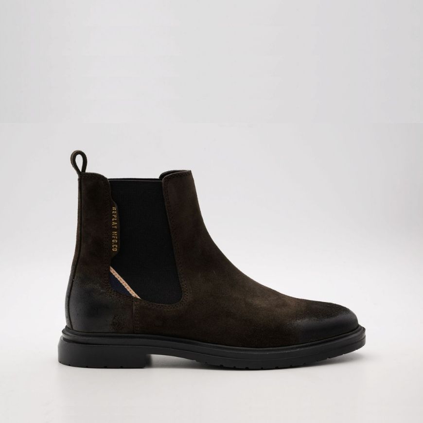 Picture of REPLAY MEN'S WARKER CHELSEA BOOTS SUEDE DARK BROWN