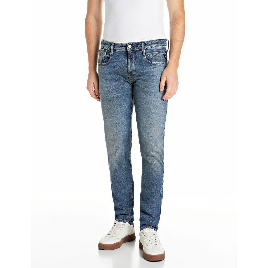 Снимка на REPLAY МЪЖКИ ДЕНИМ ANBASS SLIM-FIT RED CAST COMFORT DENIM JEANS MEDIUM BLUE