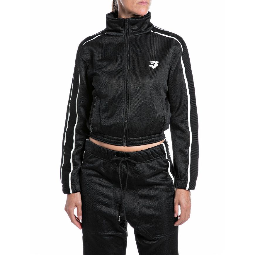 Снимка на REPLAY ДАМСКИ СУИТШЪРТ CROPPED POLY/COTTON SHINY ZIPPED SWEATSHIRT BLACK