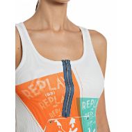 Снимка на REPLAY ДАМСКИ ТОП RIB VEST TOP WITH ZIP AND PRINTS NATURAL WHITE 3