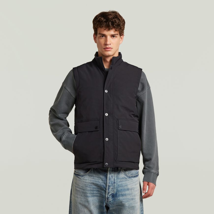 Picture of G-STAR MEN'S CLEAN FOUNDATION VEST BODYWARMER DK BLACK