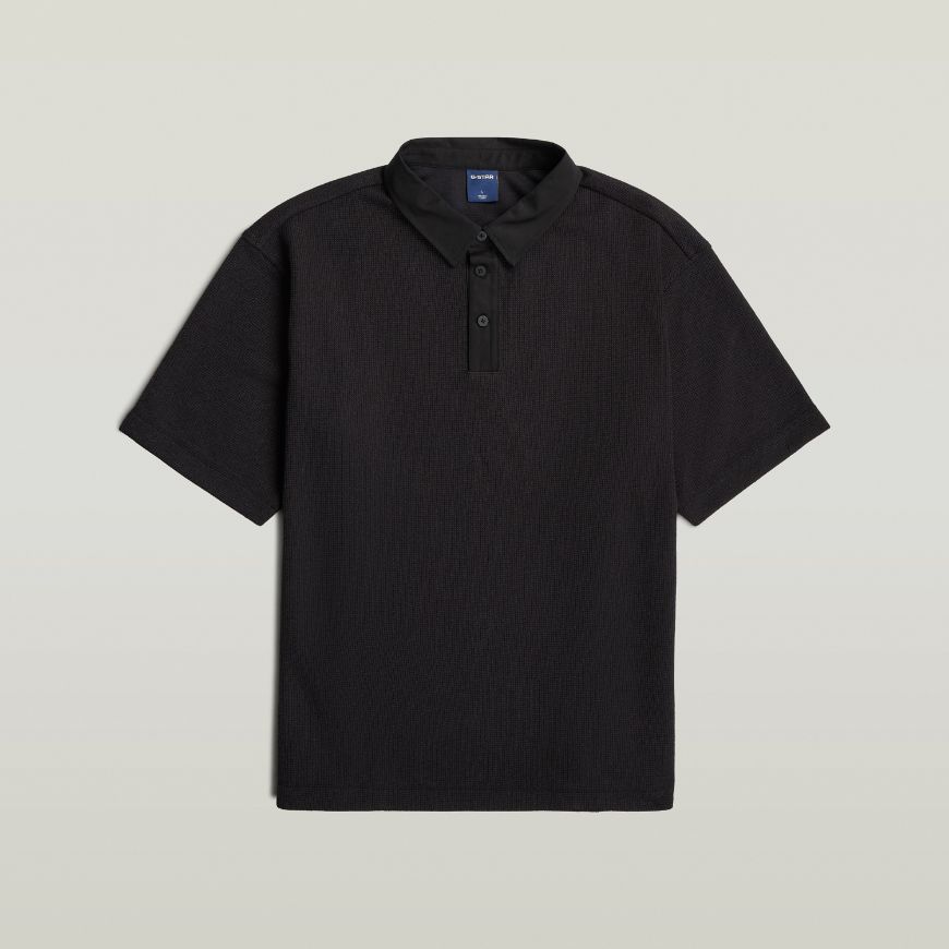 Picture of G-STAR MEN'S HEAVY WAFFLE LOOSE POLO DK BLACK