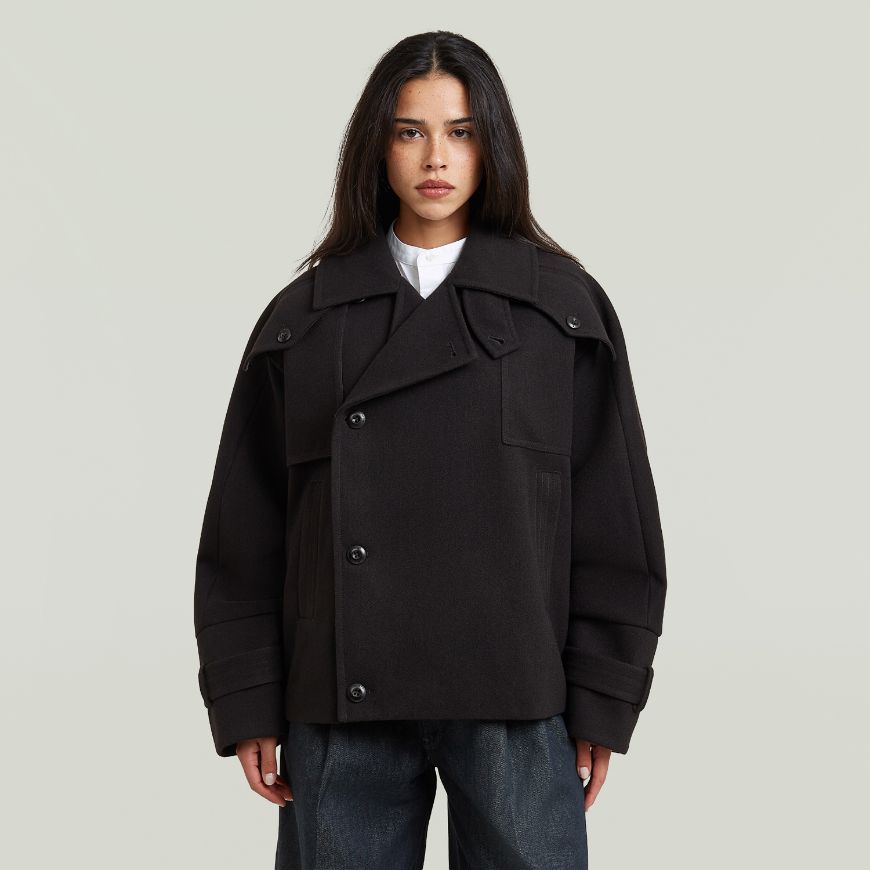 Picture of G-STAR WOMEN'S 4 POCKET CAPE JACKET DK BLACK