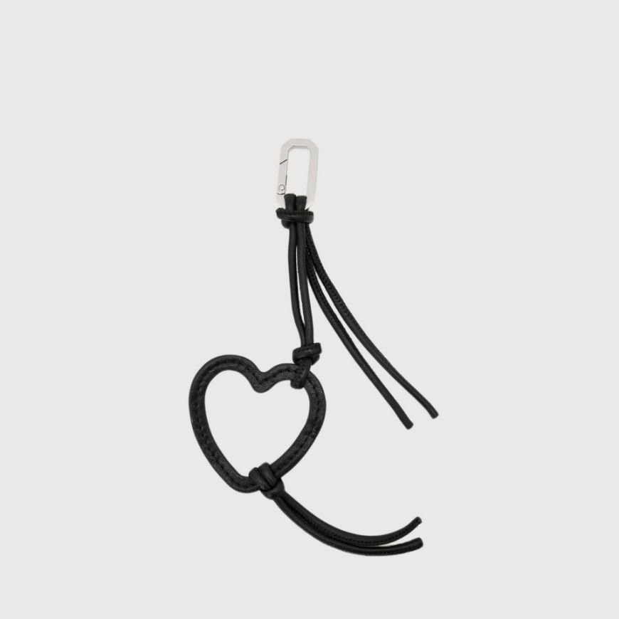 Picture of ALLSAINTS WOMEN'S HEART LEATHER BAG CHARM BLACK