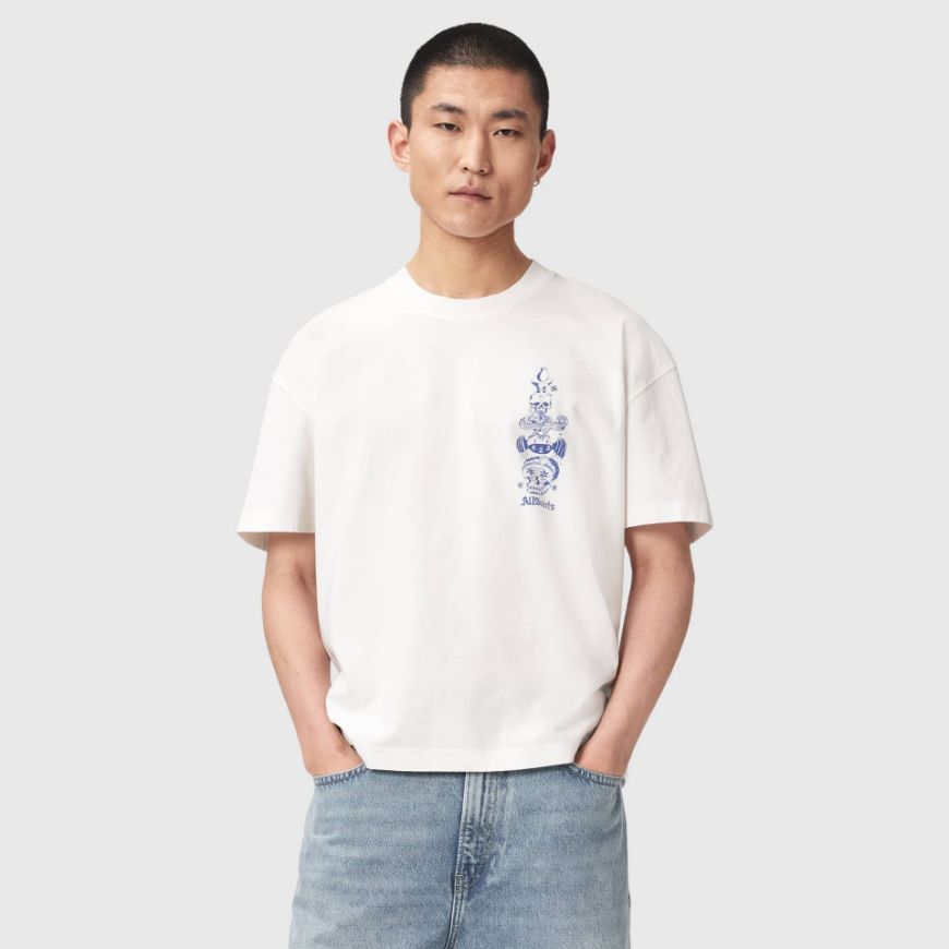 Picture of ALLSAINTS MEN'S IGNIS SHORT SLEEVE CREW CHALK WHITE