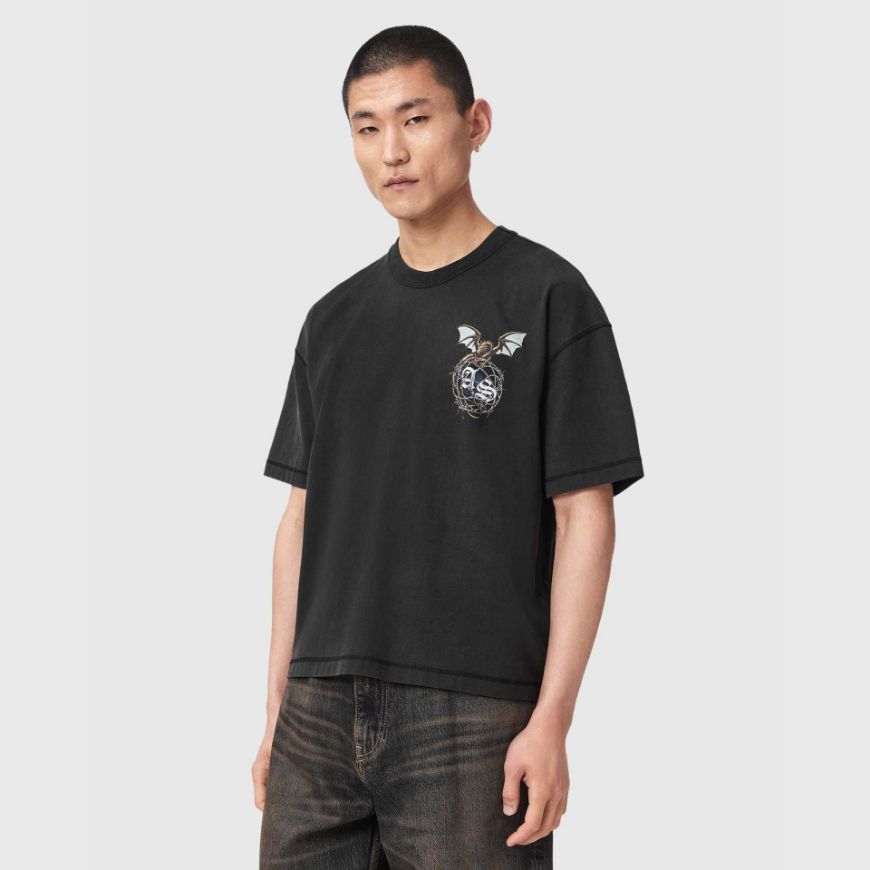 Снимка на ALLSAINTS МЪЖКА БЛУЗА WYVERN SHORT SLEEVE CREW WASHED BLACK
