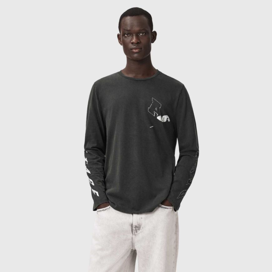 Снимка на ALLSAINTS МЪЖКА БЛУЗА UPSTAGED LONG SLEEVE CREW WASHED BLACK