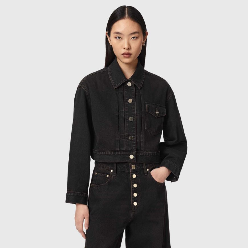 Снимка на ALLSAINTS ДАМСКО ЯКЕ BLINK CROPPED JACKET OVERDYED BROWN