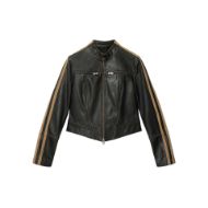 Picture of ALLSAINTS WOMEN'S TIGGY LEATHER JACKET BLACK/BEIGE 7