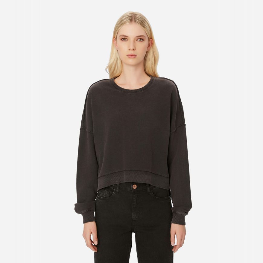 Picture of DIRTY LAUNDRY WOMEN'S OVERSIZED ASSYMETRIC CREWNECK VINTAGE BLACK