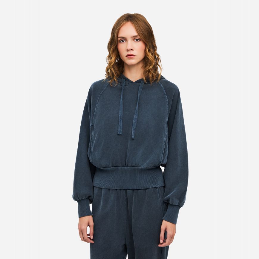 Picture of DIRTY LAUNDRY WOMEN'S CROPPED RAGLAN HOODIE VINTAGE BLUE