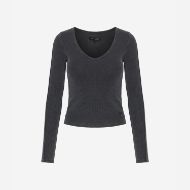 Снимка на DIRTY LAUNDRY ДАМСКИ ТОП V NECK RIB LONGSLEEVE VINTAGE BLACK 5