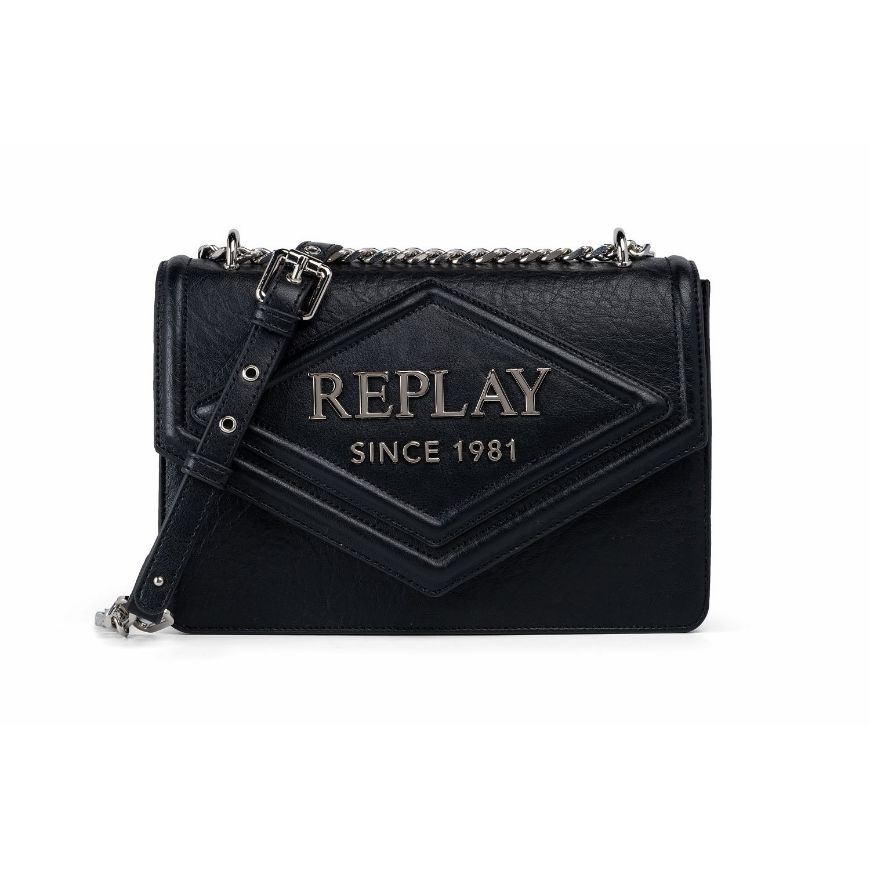 Снимка на REPLAY ДАМСКА ЧАНТА HAMMERED AND PLAIN CROSSBODY BAG WITH LARGE LOGO BLACK