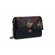Picture of REPLAY WOMEN'S SMALL PLAIN PURSE WITH EMBROIDERRIES AND CHAIN BLACK 2