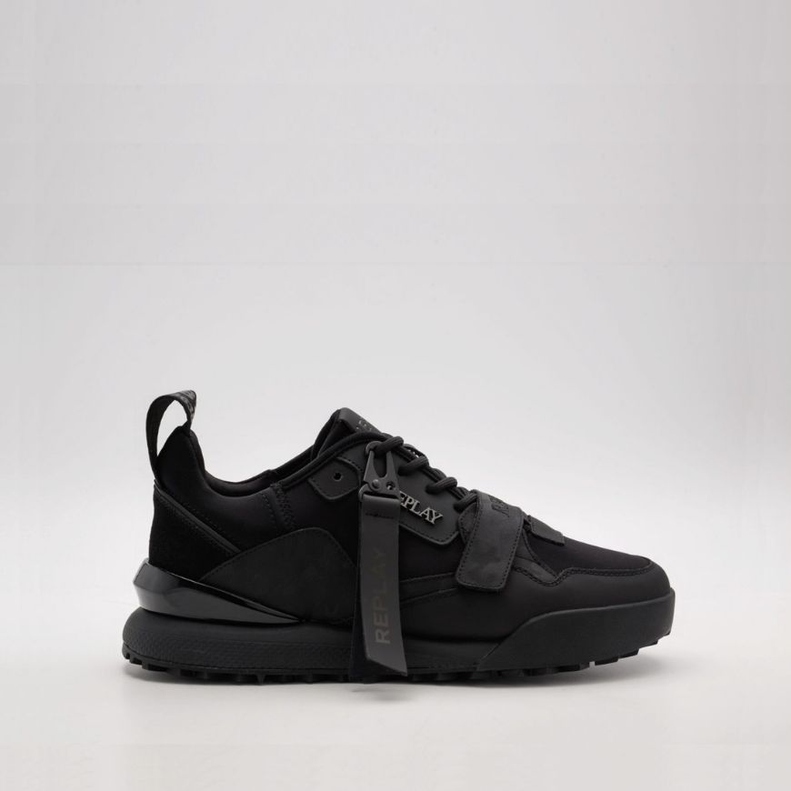 Picture of REPLAY MEN'S FIELD 2.0 STRAP CAMO SNEAKERS BLACK