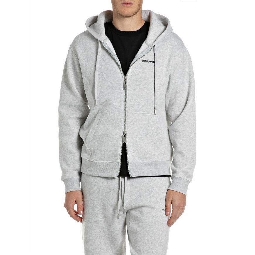 Снимка на REPLAY МЪЖКИ СУИТШЪРТ FLEECE ZIPPED HOODIE WITH LETTERING ICE GREY MELANGE
