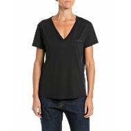 Снимка на REPLAY ДАМСКИ ТОП OVERSIZED V-NECK JERSEY T-SHIRT BLACK 1