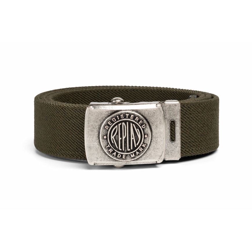 Picture of REPLAY MEN'S FABRIC BELT WITH METAL BUCKLE MILITARY OLIVE