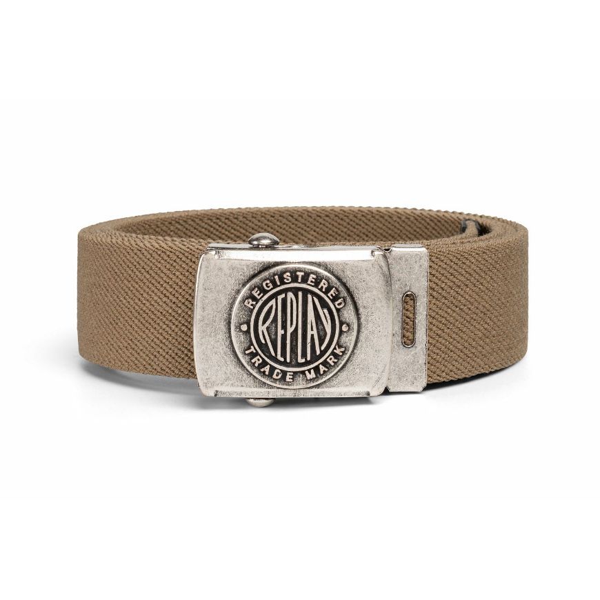 Picture of REPLAY MEN'S FABRIC BELT WITH METAL BUCKLE DARK BEIGE