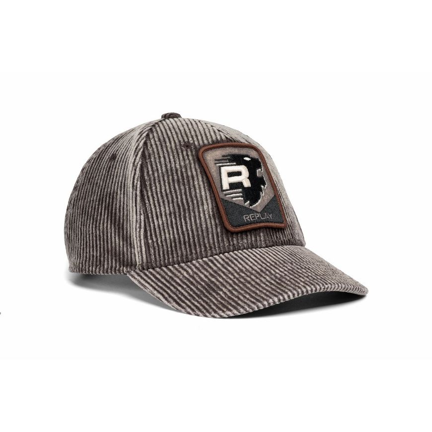 Picture of REPLAY UNISEX CORDUROY CAP WITH PATCH GREY MELANGE