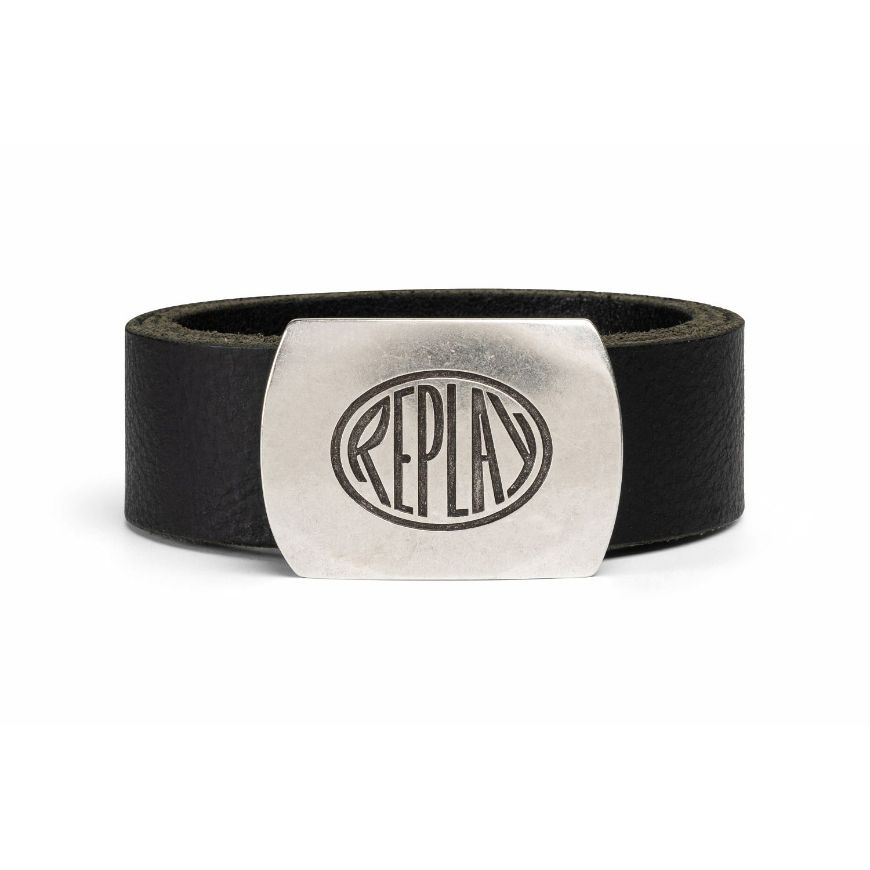 Picture of REPLAY UNISEX BUFFALO LEATHER BELT WITH METAL BUCKLE BLACK