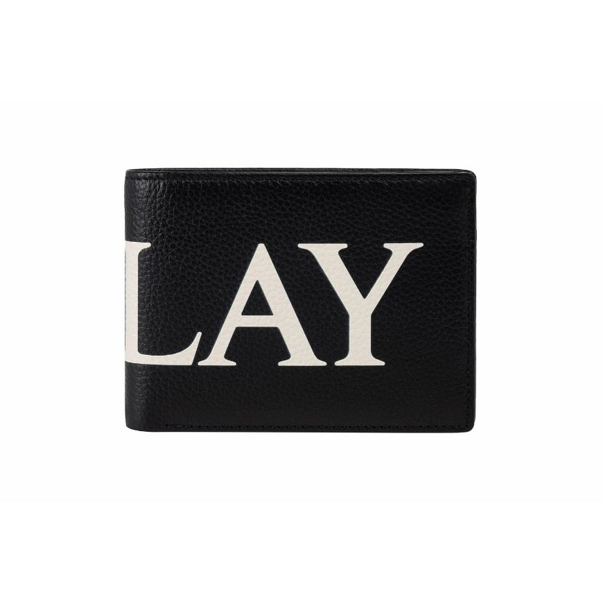 Picture of REPLAY MEN'S HAMMERED COW LEATHER WALLET WITH LETTERING BLACK