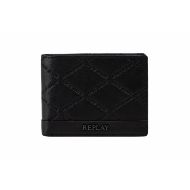 Picture of REPLAY MEN'S EMBIOSSED SHEEP&TEXTURISED LEATHER WALLETS BLACK 1