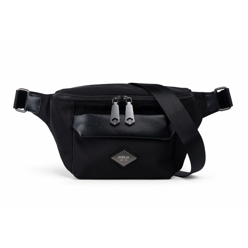 Picture of REPLAY МЪЖКА ЧАНТА NYLON BELT BAG WITH DIAMOND LOGO AND ZIP POCKETS BLACK