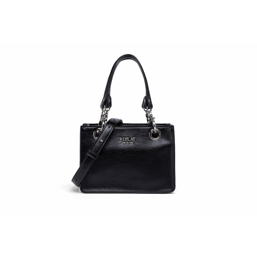 Picture of REPLAY WOMEN'S VINTAGE LOOK CROSSBODY BAG WITH LOGO BLACK