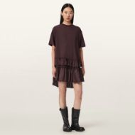 Picture of ALLSAINTS WOMEN'S FEYRE RELAXED FIT MINI DRESS BURGUNDY RED 4