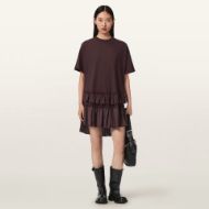 Picture of ALLSAINTS WOMEN'S FEYRE RELAXED FIT MINI DRESS BURGUNDY RED 5