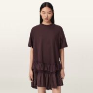 Picture of ALLSAINTS WOMEN'S FEYRE RELAXED FIT MINI DRESS BURGUNDY RED 1