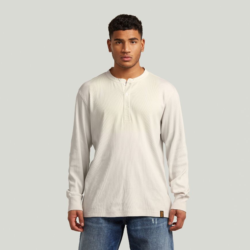 Снимка на G-STAR МЪЖКА БЛУЗА SHRUNKEN SLIM RIB HENLEY T-SHIRT WHITEBAIT