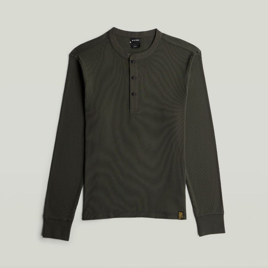 Снимка на G-STAR МЪЖКА БЛУЗА SHRUNKEN SLIM RIB HENLEY T-SHIRT BLACK OLIVE