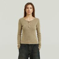 Picture of G-STAR WOMEN'S VINTAGE SLIM HENLEY T-SHIRT FOSSIL GD 1
