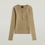 Picture of G-STAR WOMEN'S VINTAGE SLIM HENLEY T-SHIRT FOSSIL GD 6