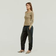 Picture of G-STAR WOMEN'S VINTAGE SLIM HENLEY T-SHIRT FOSSIL GD 4