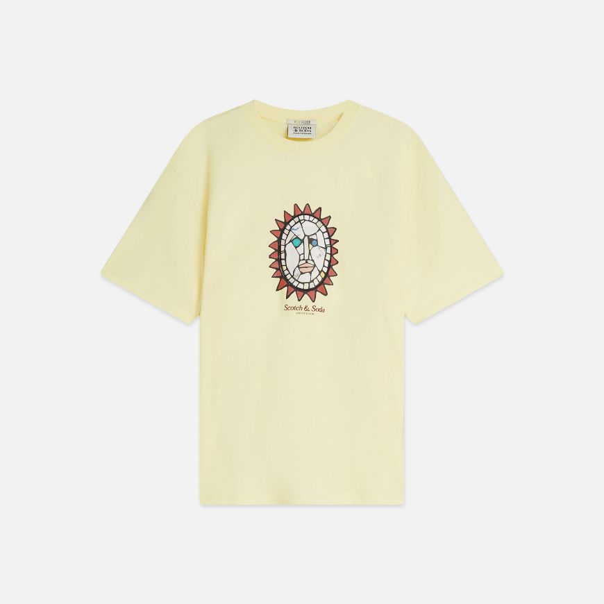 Picture of SCOTCH&SODA MEN'S FRONT ARTWORK RELAXED FIT T-SHIRT - PASTEL YELLOW