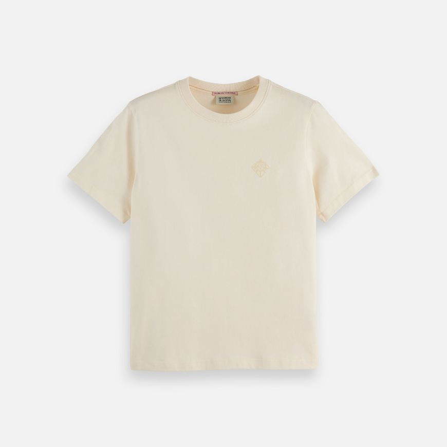Picture of SCOTCH&SODA WOMEN'S CORE CHEST ARTWORK REGULAR T-SHIRT - OFF WHITE