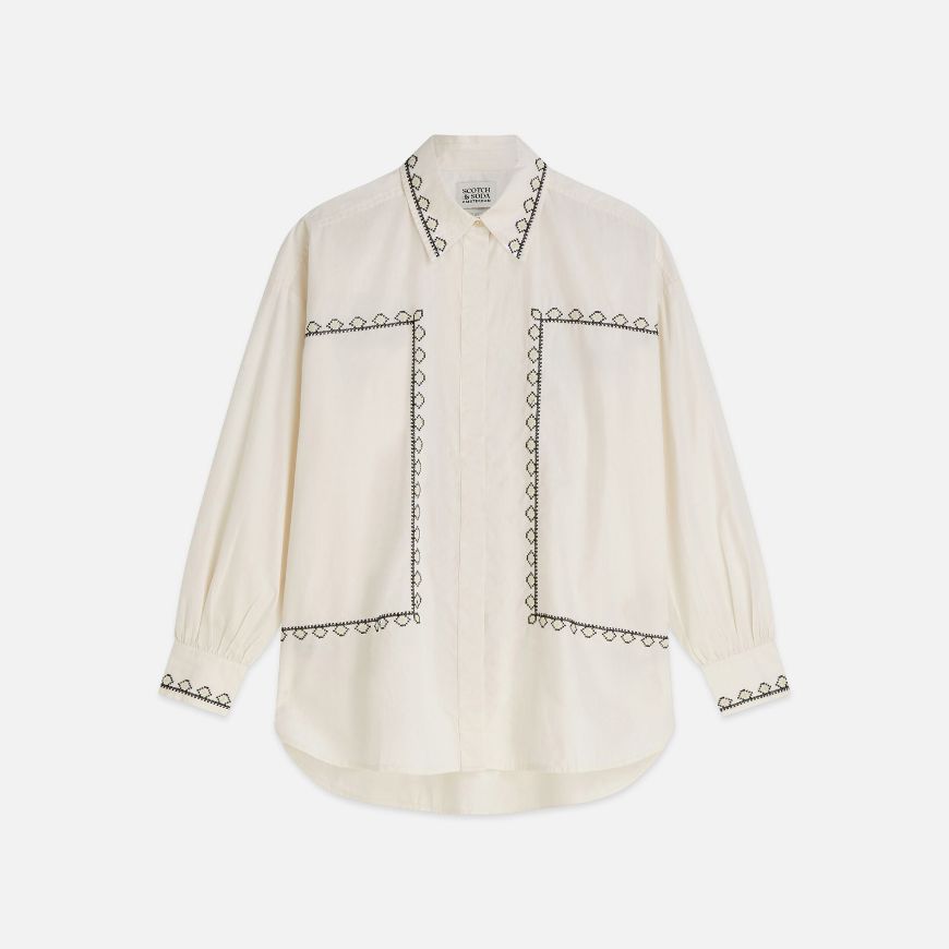 Снимка на SCOTCH&SODA ДАМСКА РИЗА EMBROIDERED OVERSIZED FIT - EGGNOG