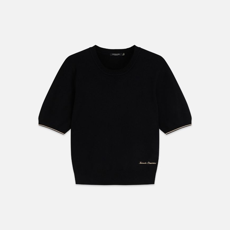 Picture of SCOTCH&SODA WOMEN'S COMPACT SHORT-SLEEVED PULLOVER - METEORITE