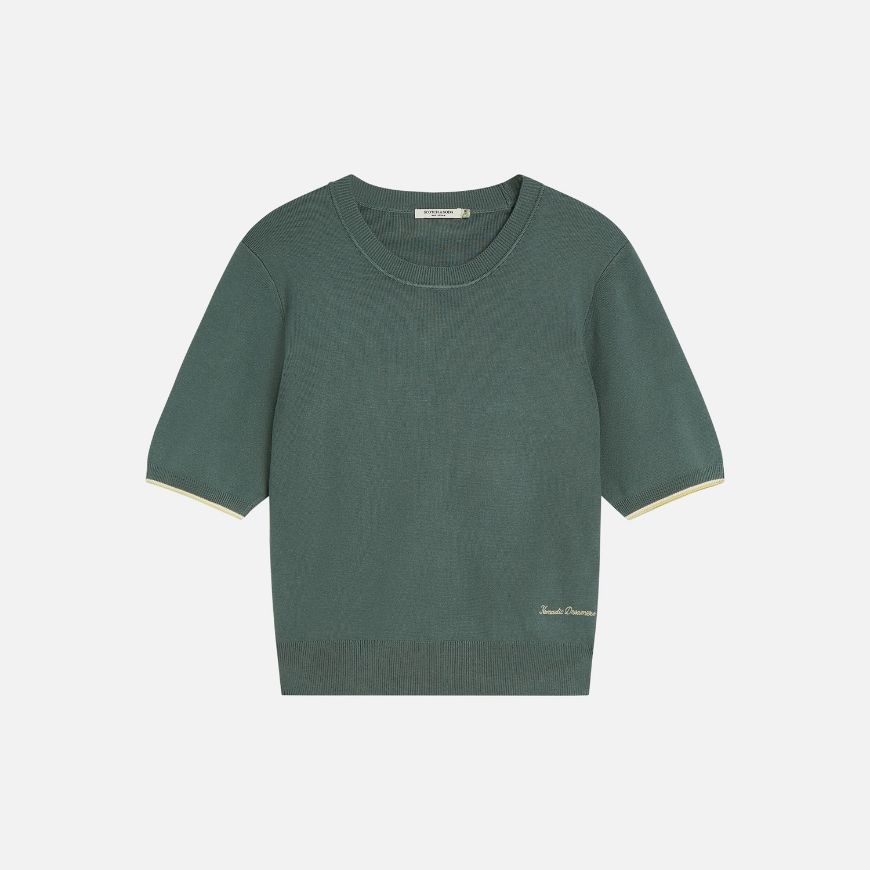 Picture of SCOTCH&SODA WOMEN'S COMPACT SHORT-SLEEVED PULLOVER - BALSAM GREEN