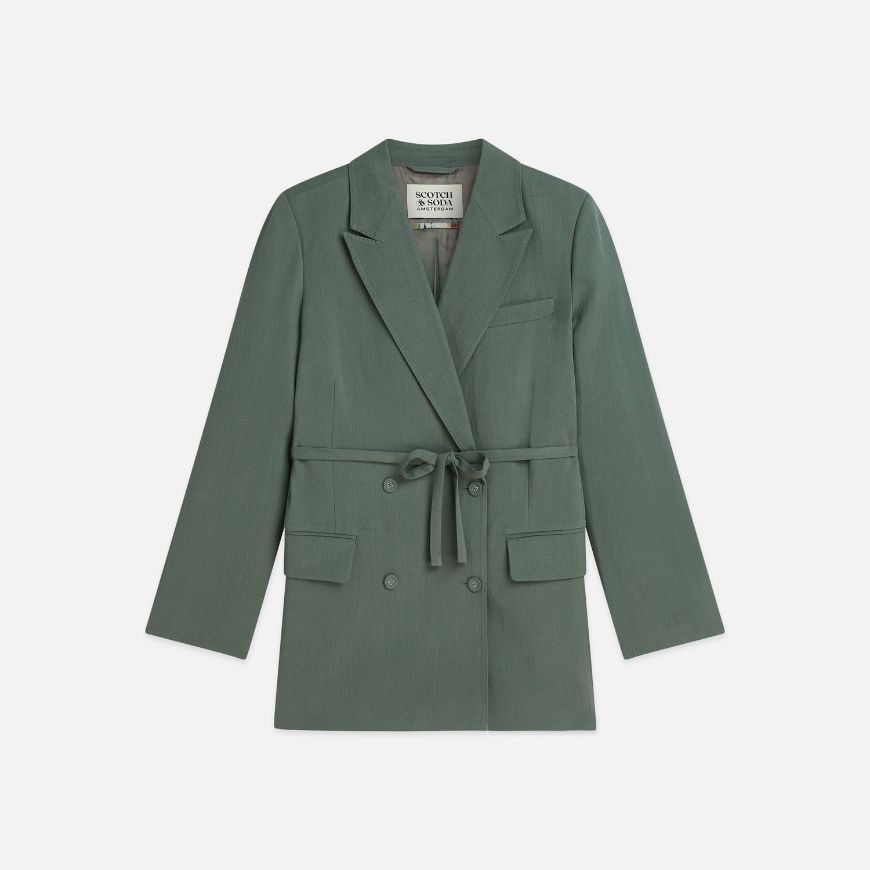 Picture of SCOTCH&SODA WOMEN'S LYOCELL BLEND DOUBLE BREASTED BLAZER - BALSAM GREEN